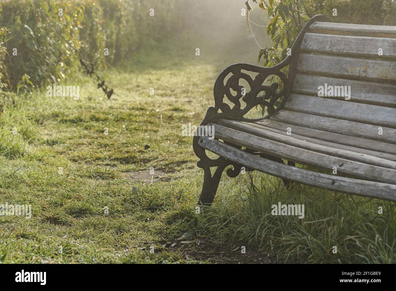 Antique Wooden Chair at Church Courtyard Stock Photo