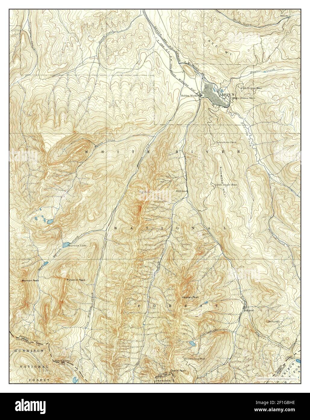 Aspen, Colorado, map 1893, 162500, United States of America by Timeless Maps, data U.S