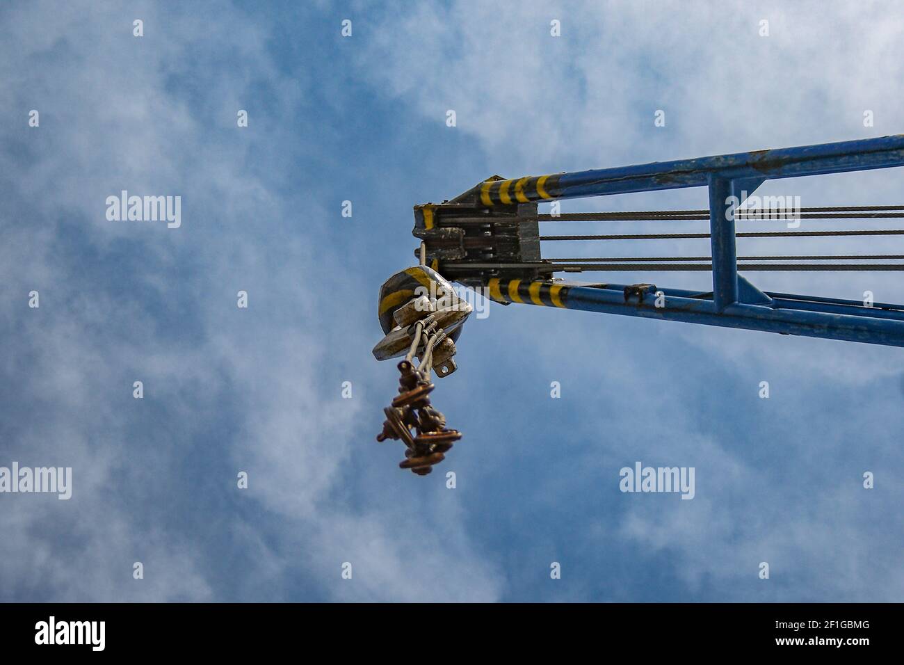A low angle shot of a crane on quay Stock Photo - Alamy