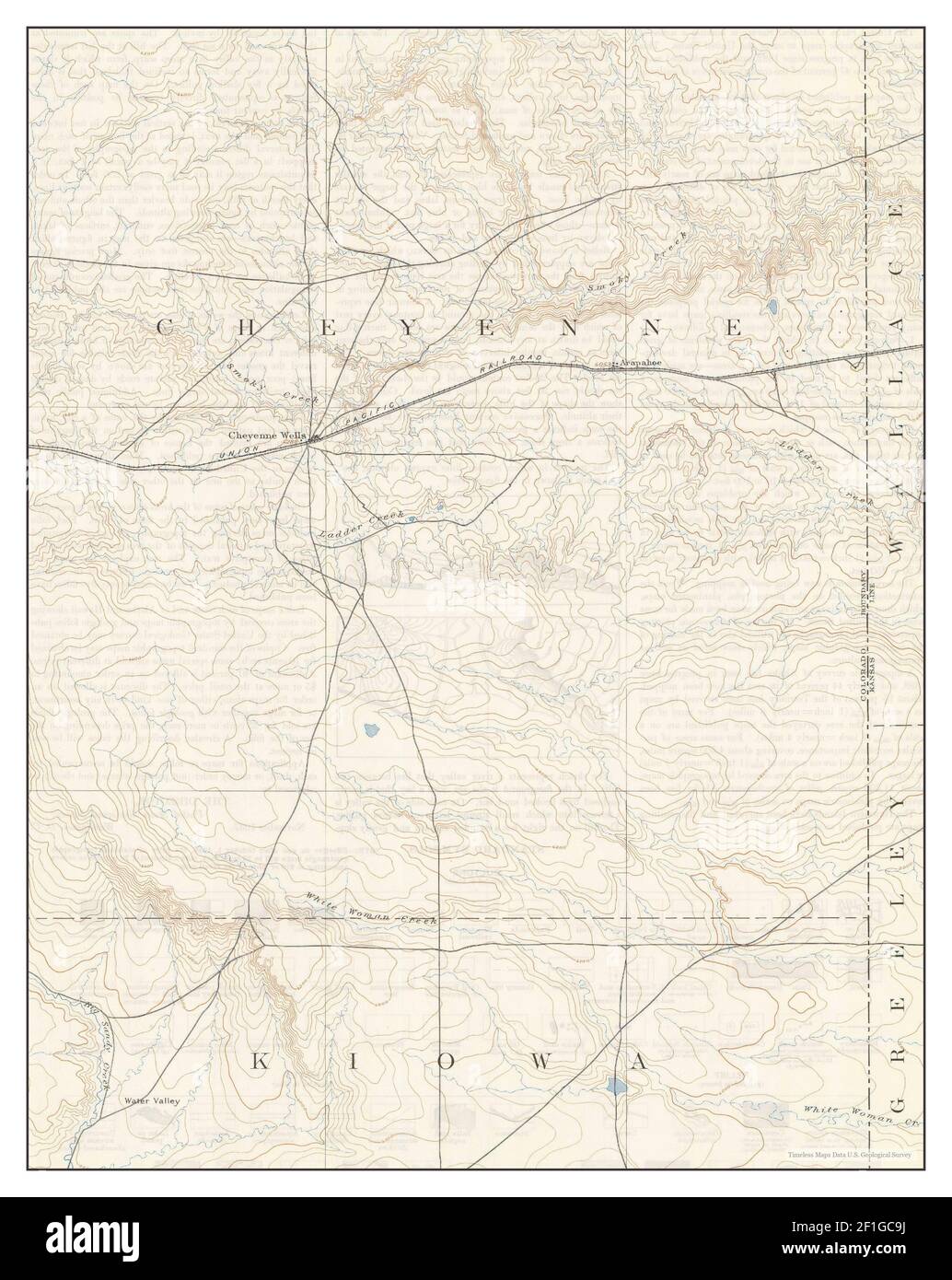 Cheyenne Wells, Colorado, map 1894, 1125000, United States of America by Timeless Maps, data U