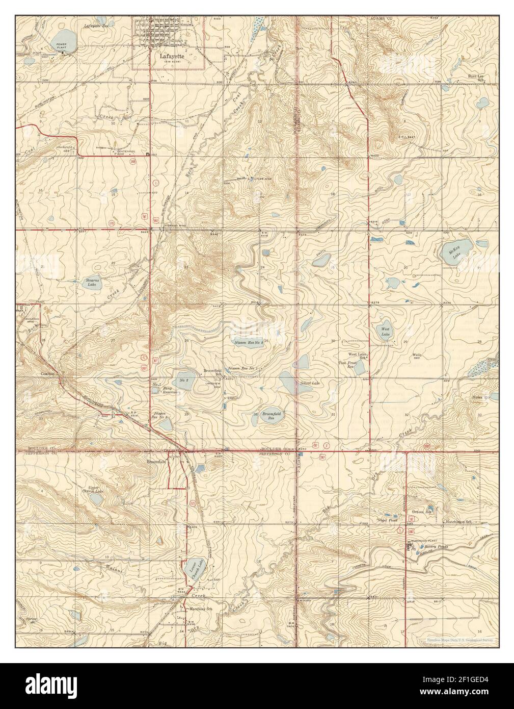 Lafayette, Colorado, map 1944, 1:31680, United States of America by Timeless Maps, data U.S. Geological Survey Stock Photo