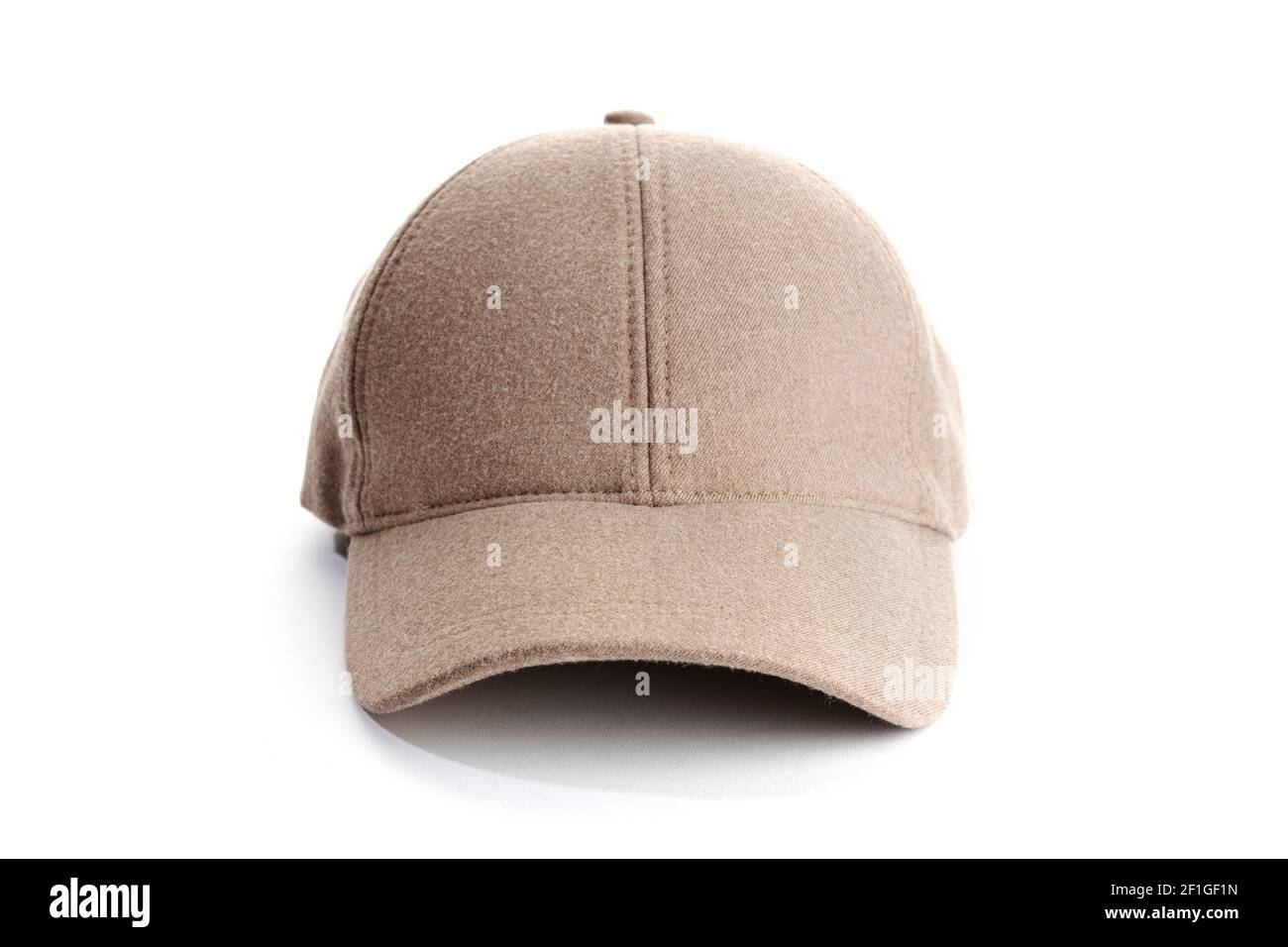 Brown baseball cap isolated on white background. Casual textile cap Stock Photo