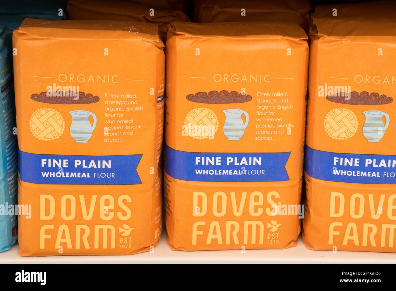 Doves Farm Organic Wholemeal Flour Stock Photo
