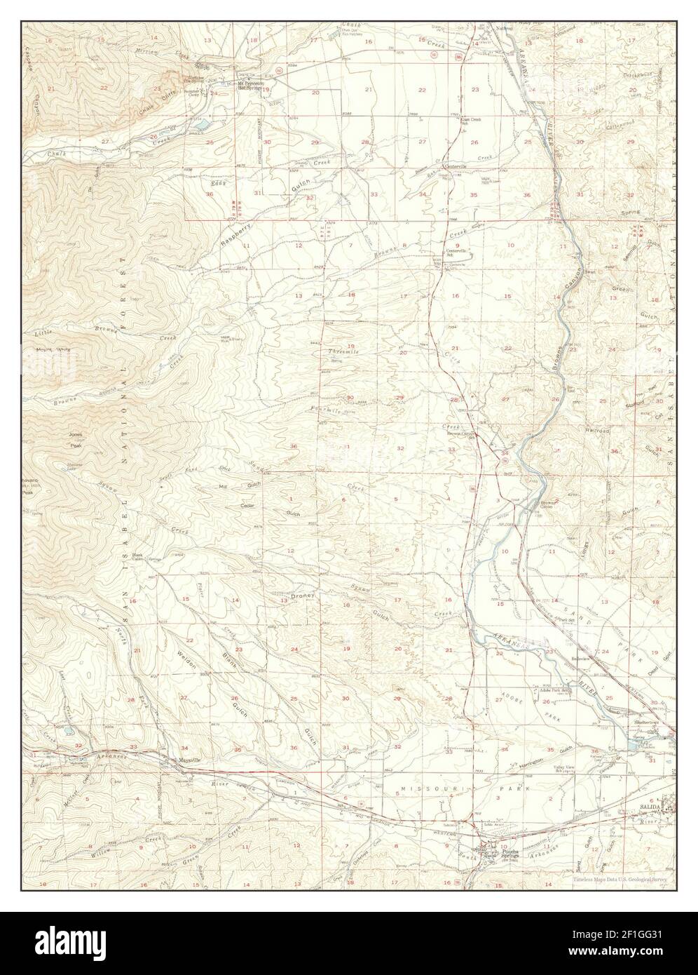 Poncha Springs, Colorado, map 1956, 162500, United States of America