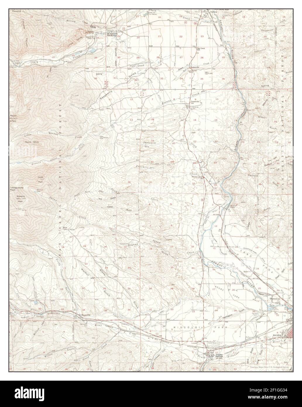 Poncha Springs, Colorado, map 1956, 162500, United States of America