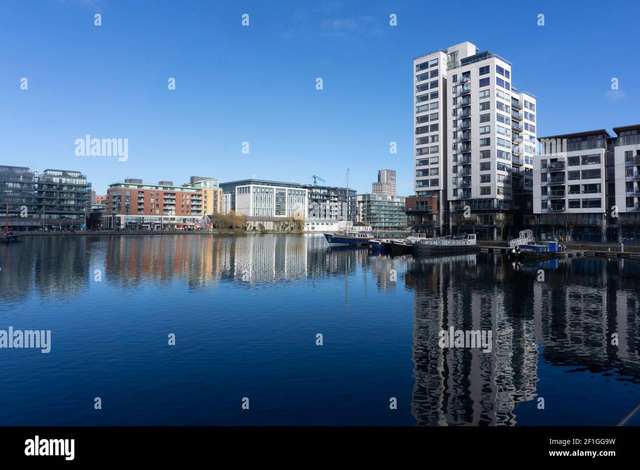 Grand Canal Docks in Dublin, Ireland with the Millennium Apartment