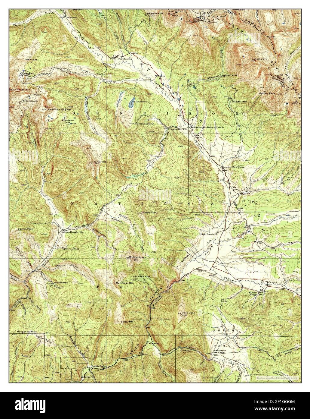 Taylor Park, Colorado, map 1937, 162500, United States of America by