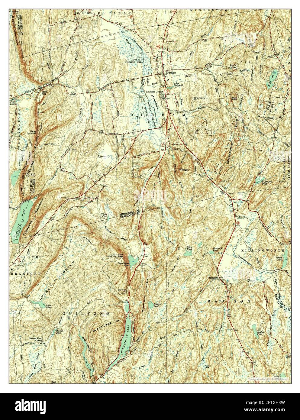 Durham, Connecticut, map 1953, 131680, United States of America by