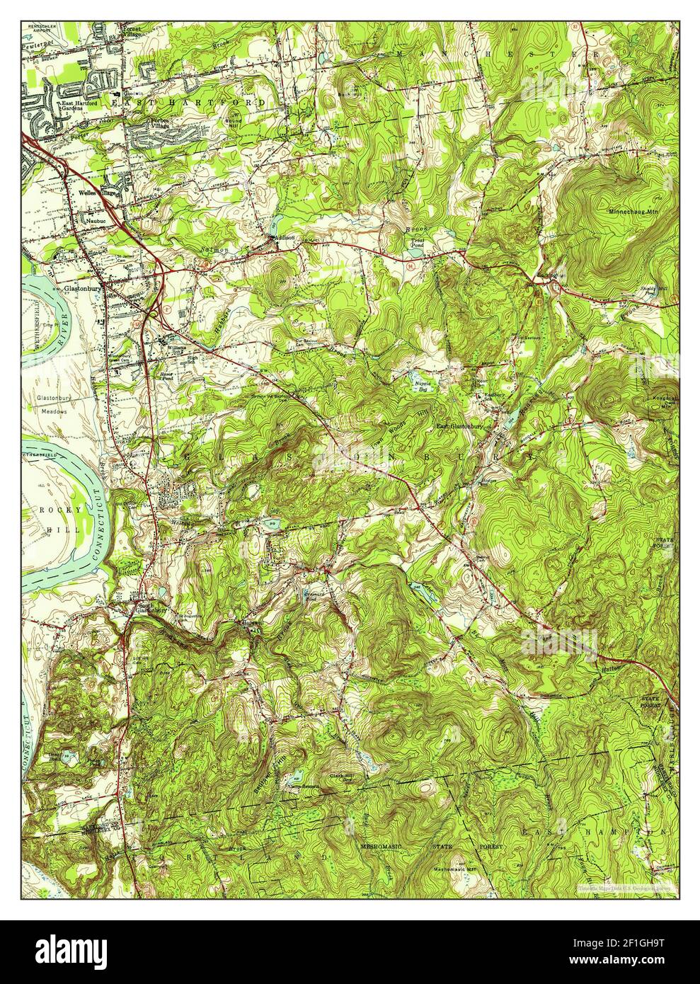 Glastonbury, Connecticut, map 1953, 1:31680, United States of America ...