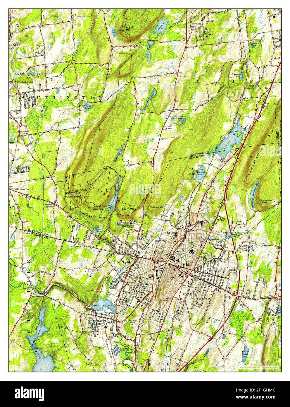 Meriden, Connecticut, map 1955, 131680, United States of America by Timeless Maps, data U.S