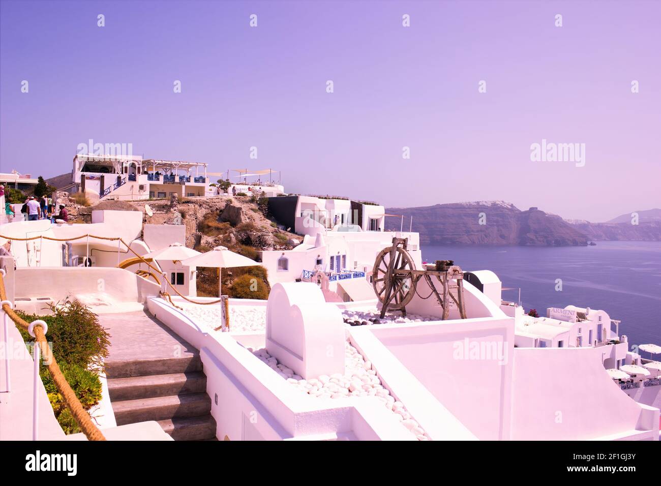 Santorini, Greece September 11, 2017 Traditional Spinning Wheel kept