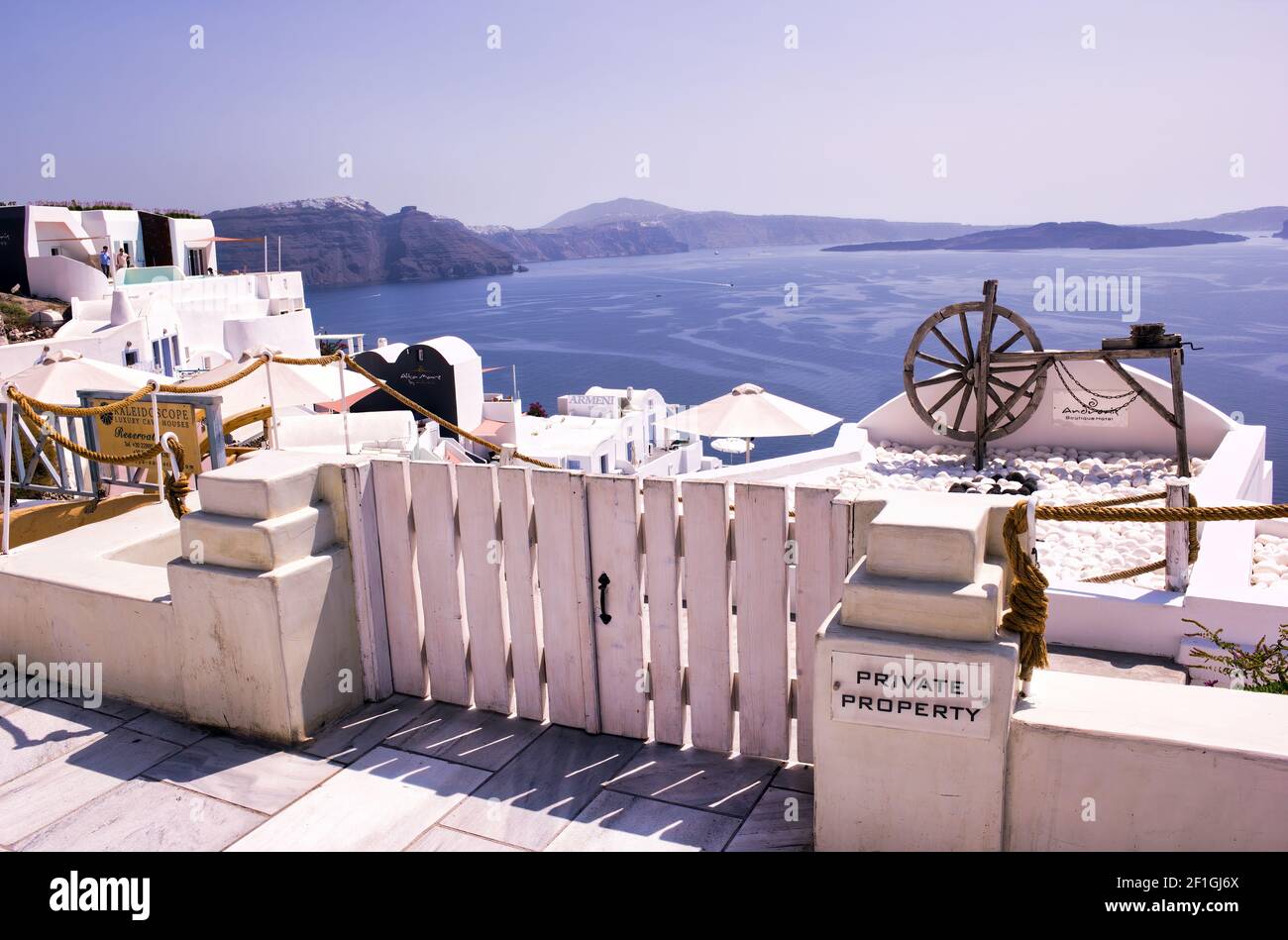 Santorini, Greece September 11, 2017 Traditional Spinning Wheel kept