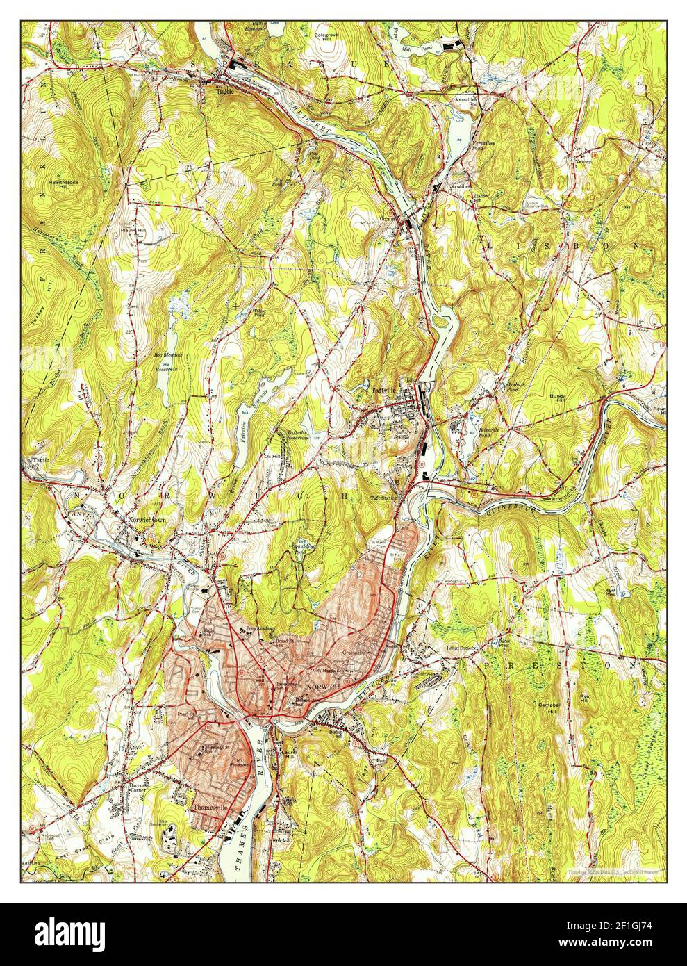 Norwich, Connecticut, map 1954, 131680, United States of America by