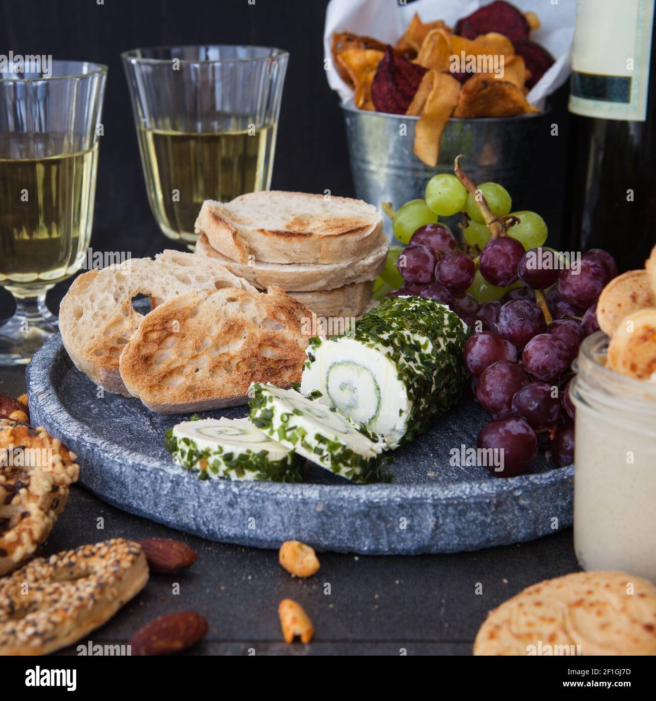 Assorted nibbles and wine Stock Photo Alamy