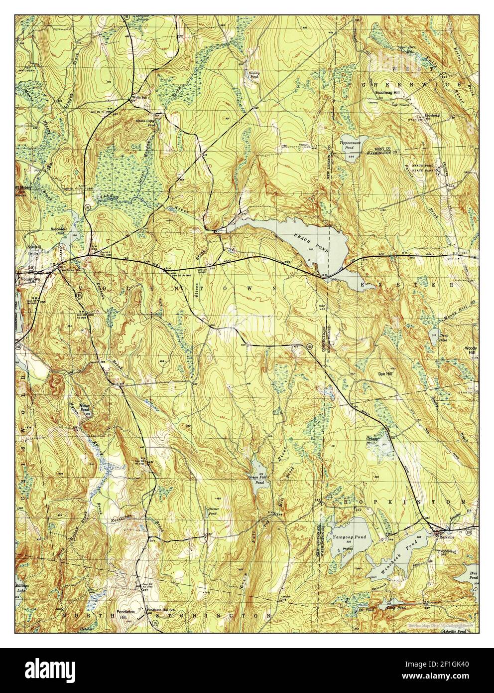 Voluntown, Connecticut, map 1943, 131680, United States of America by
