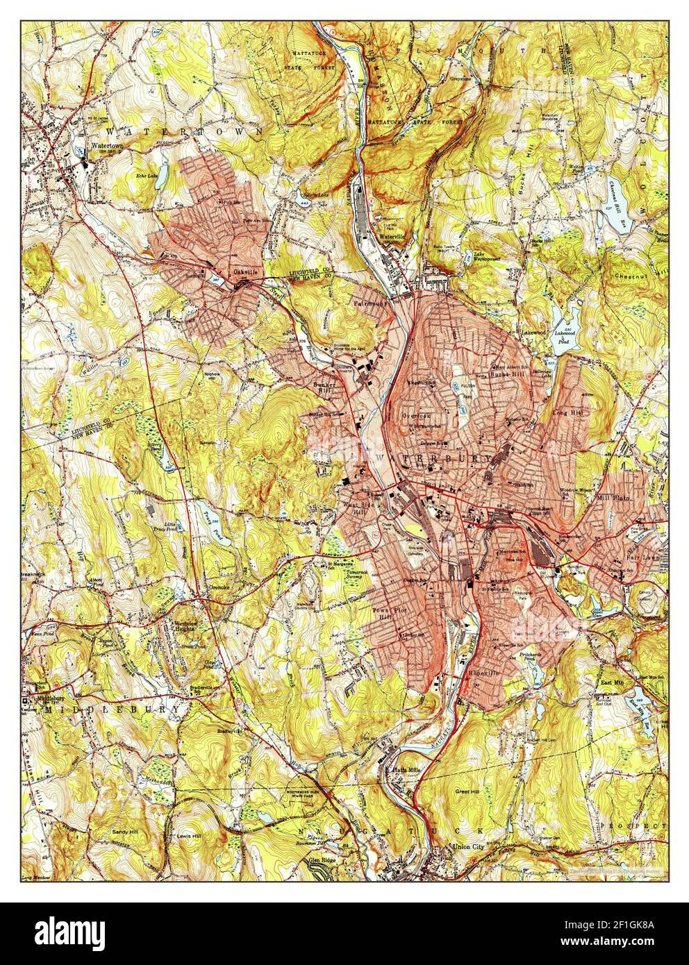 Waterbury, Connecticut, map 1951, 131680, United States of America by
