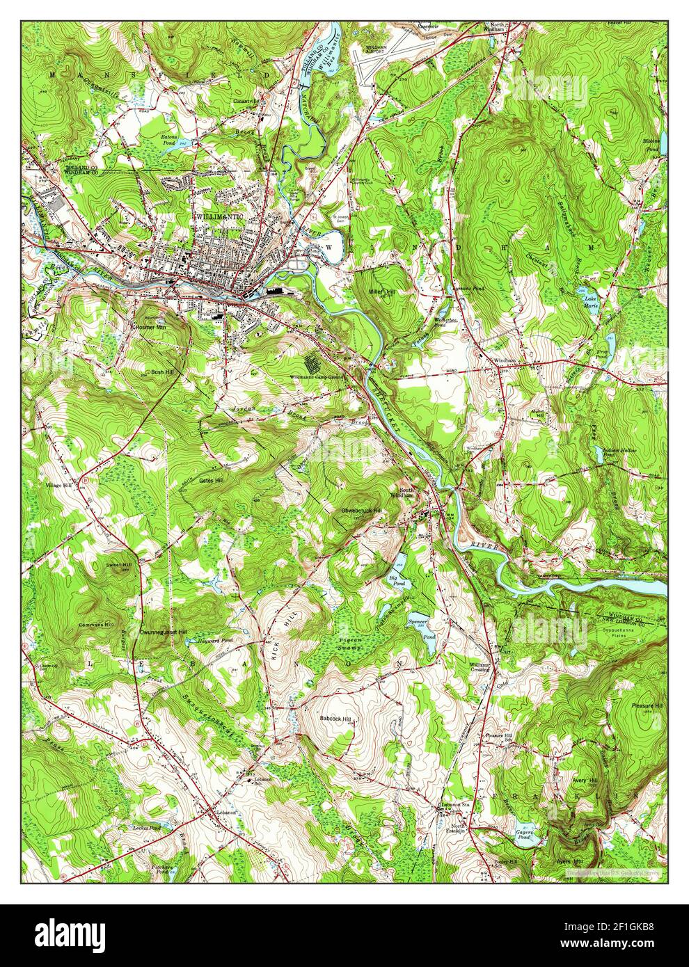 Willimantic, Connecticut, map 1953, 124000, United States of America