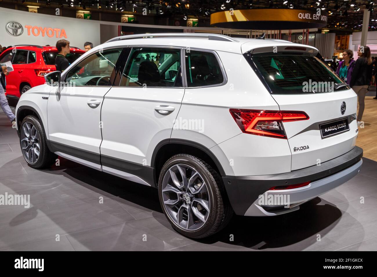 Skoda Karoq Scout car at the Paris Motor Show. France - October 3, 2018 Stock Photo