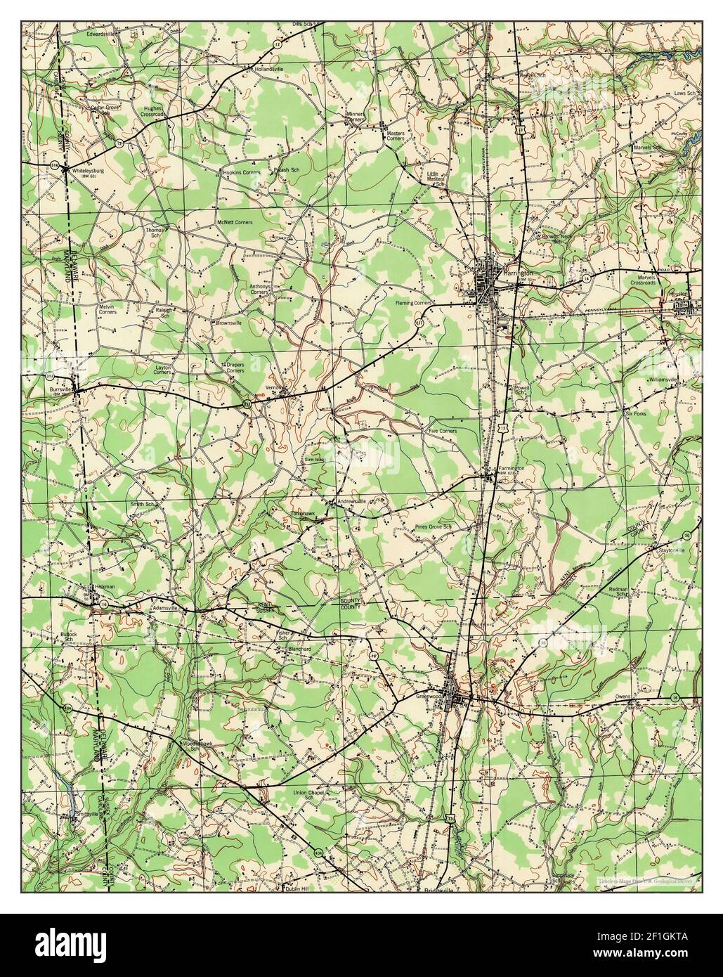 Harrington, Delaware, map 1944, 1:62500, United States of America by  Timeless Maps, data U.S. Geological Survey Stock Photo - Alamy