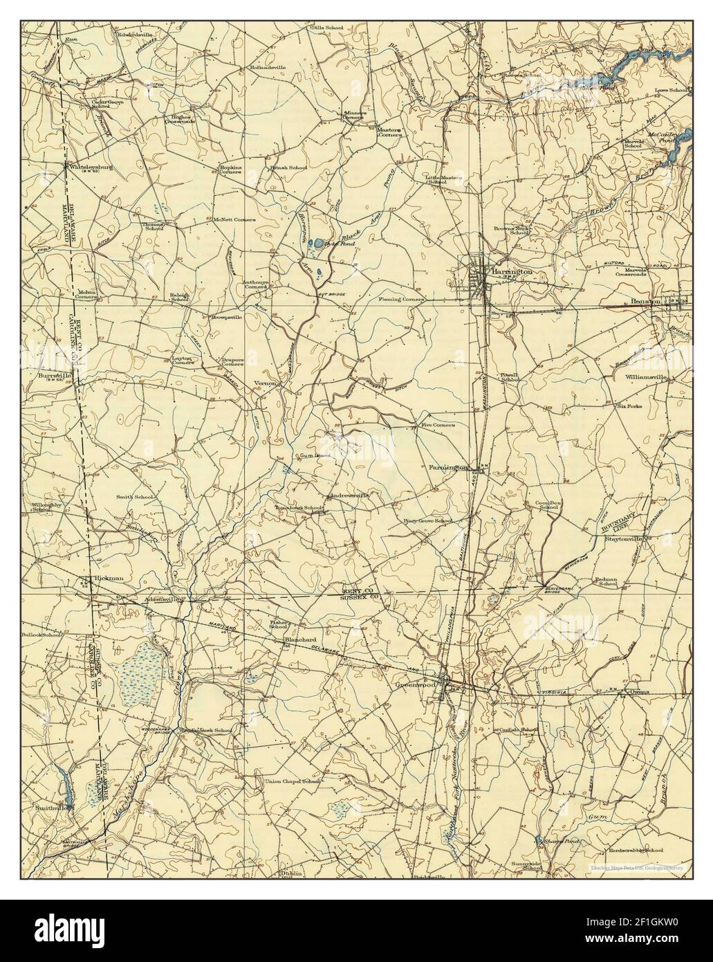 Harrington, Delaware, map 1918, 162500, United States of America by