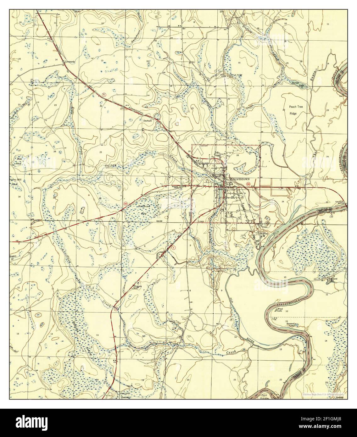 Blountstown, Florida, map 1945, 1:31680, United States of America by Timeless Maps, data U.S. Geological Survey Stock Photo