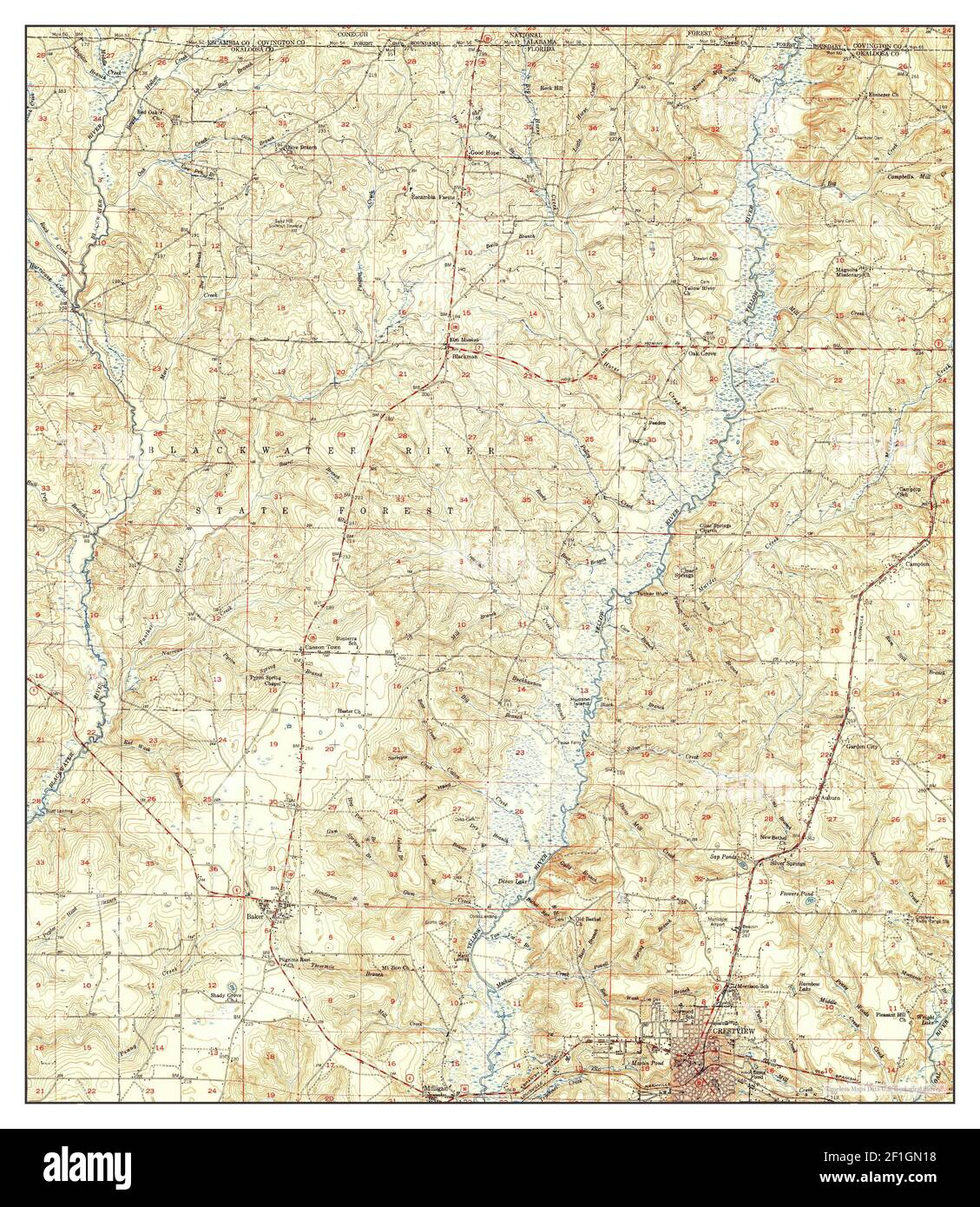 Crestview florida map hi res stock - Crestview Florida Map 1951 162500 United States Of America By Timeless Maps Data Us Geological Survey 2F1GN18