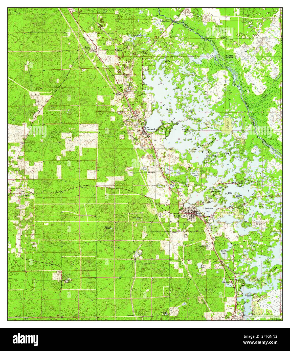Inverness, Florida, map 1954, 1:62500, United States of America by Timeless Maps, data U.S. Geological Survey Stock Photo