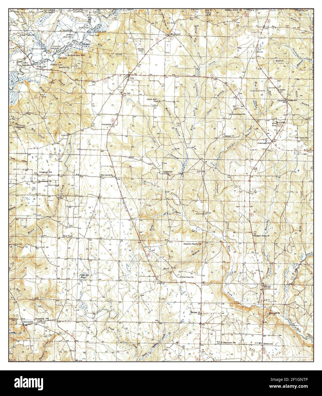 Jay county map hi res stock photography - Jay Florida Map 1943 162500 United States Of America By Timeless Maps Data Us Geological Survey 2F1GNTP 