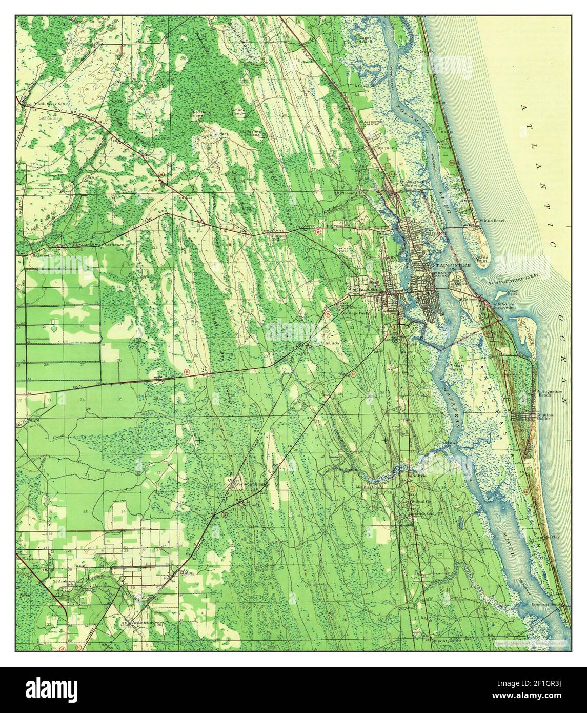 St Augustine Florida map 1943 - St Augustine Florida Map 1943 162500 United States Of America By Timeless Maps Data Us Geological Survey 2F1GR3J 
