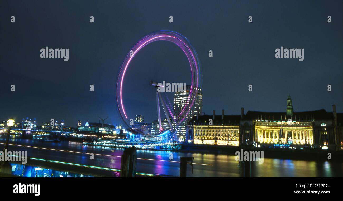 London Eye and the River Thames, London, England Stock Photo
