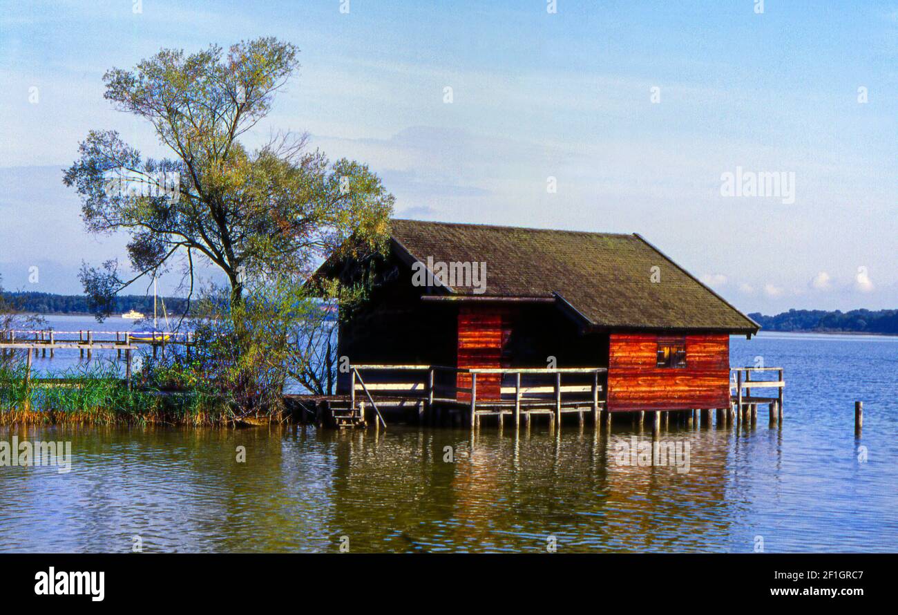 Chiemsee Lake Boathouse Stock Photo