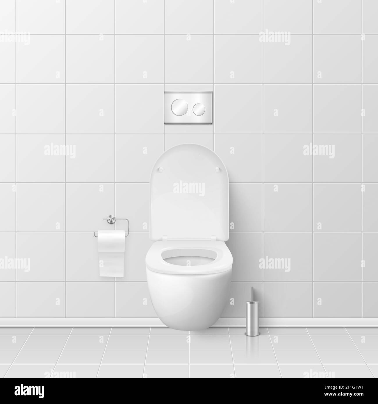 Vector 3d Realistic White Ceramic Toilet in the Bathroom, Toilet Room ...