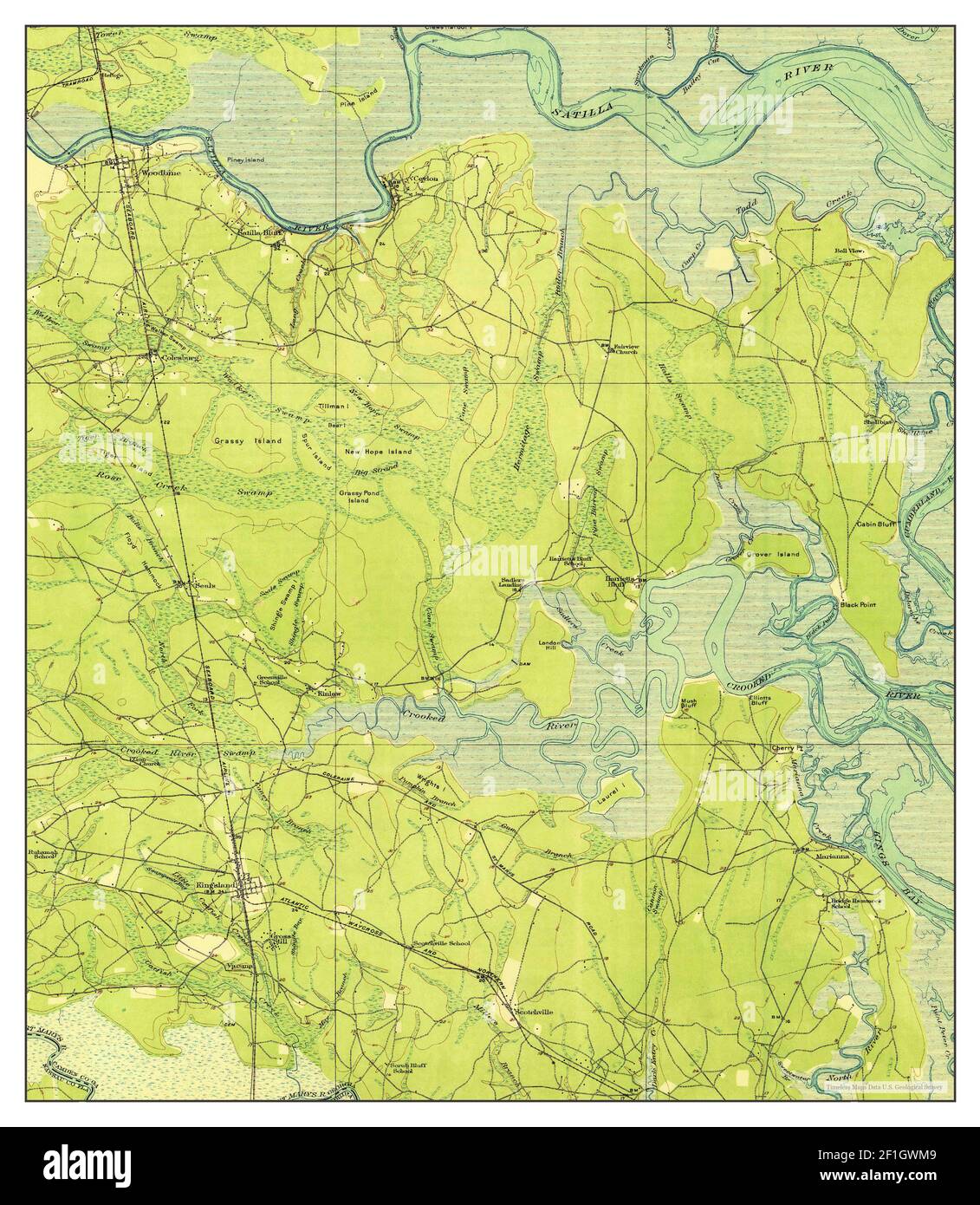 Kingsland, Georgia, map 1918, 1:62500, United States of America by Timeless Maps, data U.S. Geological Survey Stock Photo