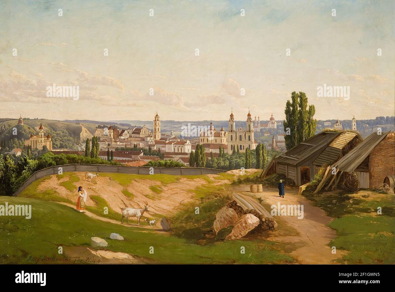Józef Marszewski - Vilnius viewed from Tauras Hill (1872) Stock Photo