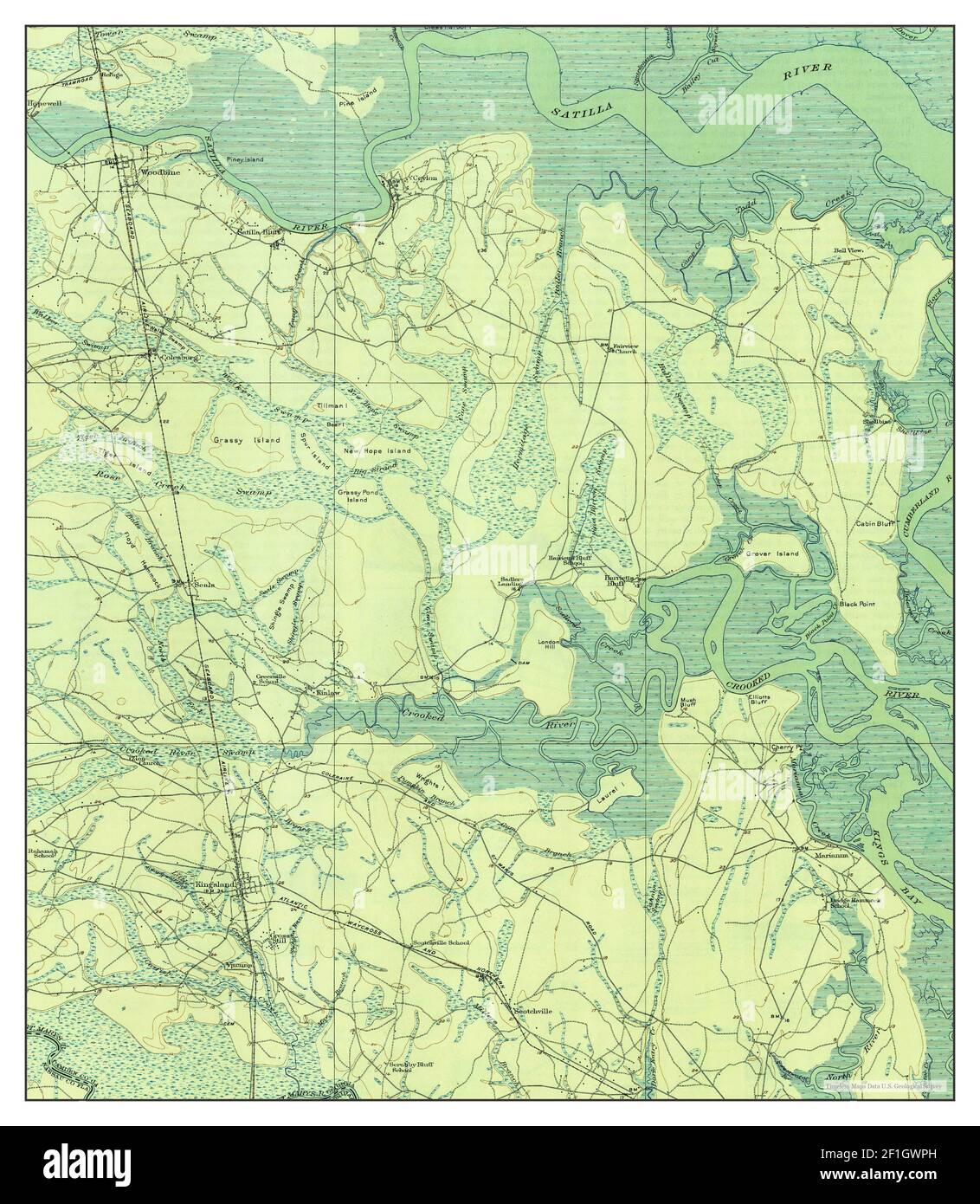 Kingsland, Georgia, map 1918, 1:62500, United States of America by Timeless Maps, data U.S. Geological Survey Stock Photo