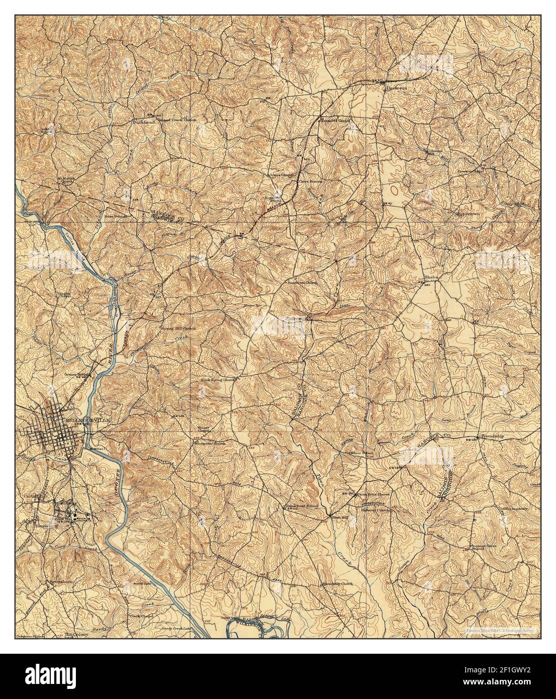 Milledgeville, Georgia, map 1912, 1:62500, United States of America by Timeless Maps, data U.S. Geological Survey Stock Photo