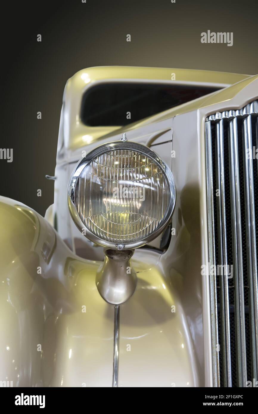 vintage car close-up dark background Stock Photo