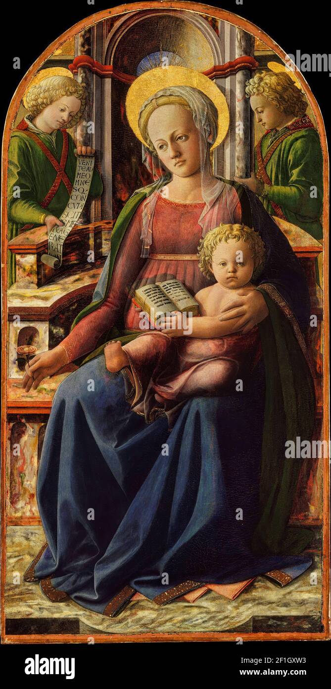Fra Filippo Lippi - Madonna and Child Enthroned with Two Angels Stock Photo
