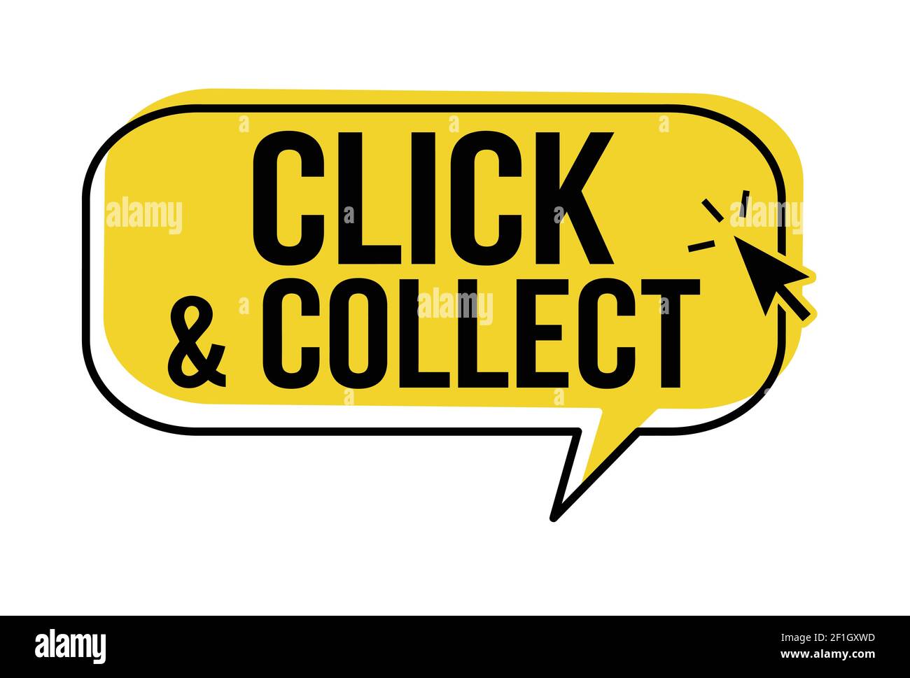 Click and collect speech bubble on white background, vector illustration Stock Vector