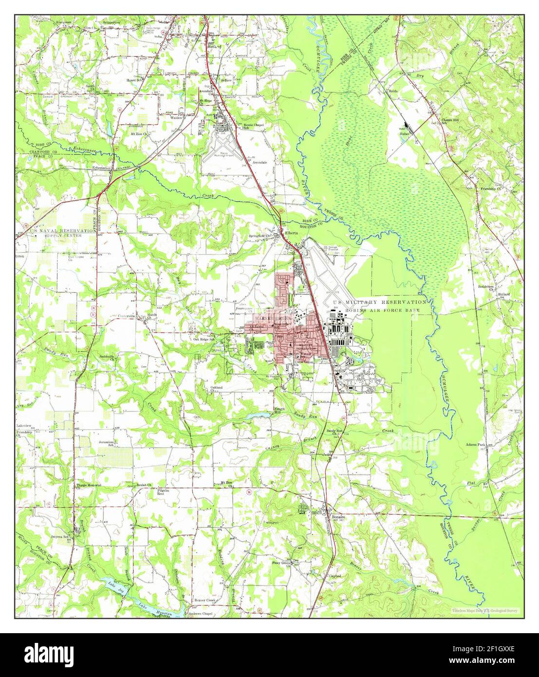 Warner Robins Georgia Map 1956 162500 United States Of America By Timeless Maps Data Us 1989