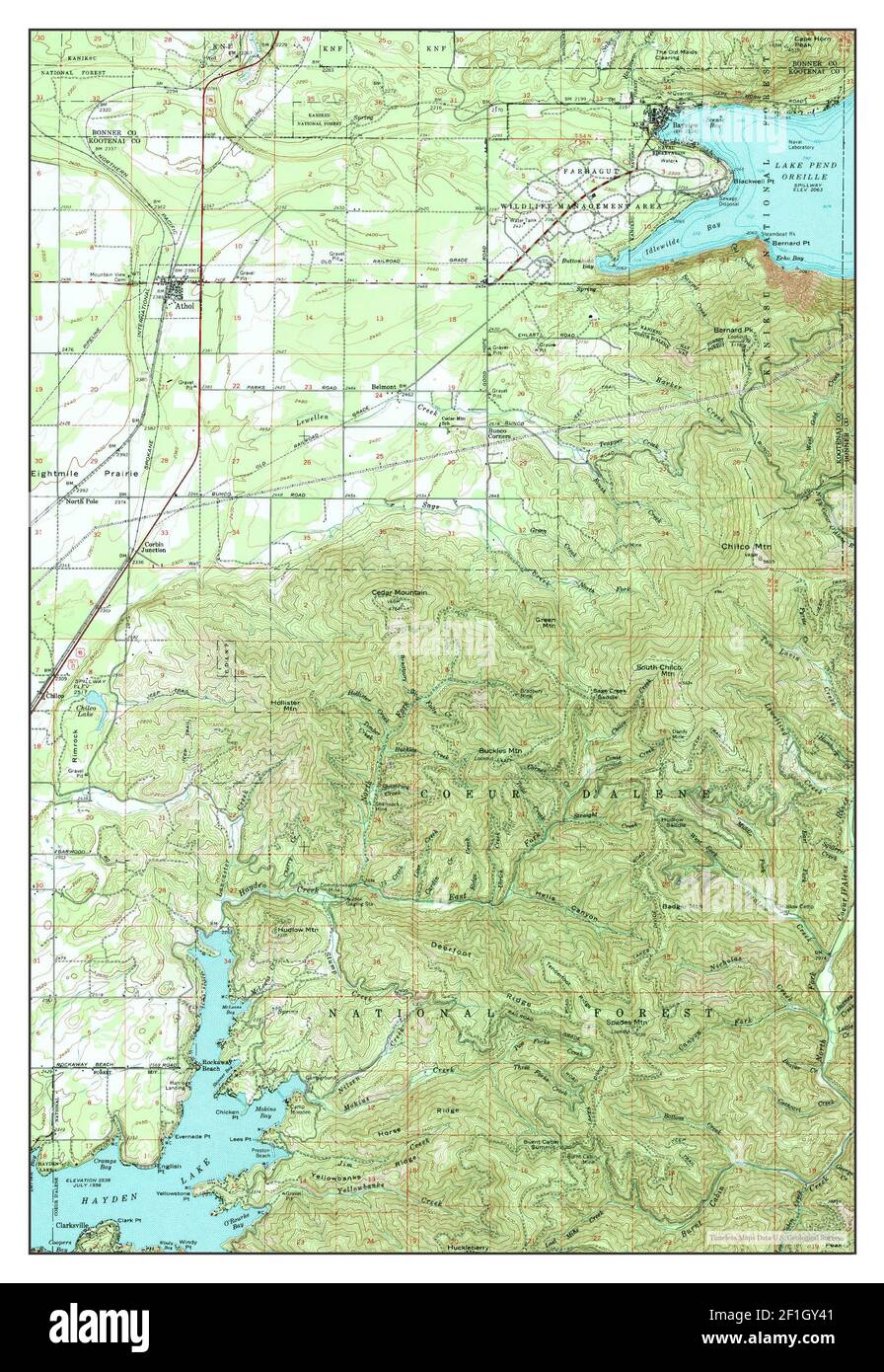 Athol, Idaho, map 1961, 1:62500, United States of America by Timeless Maps, data U.S. Geological Survey Stock Photo
