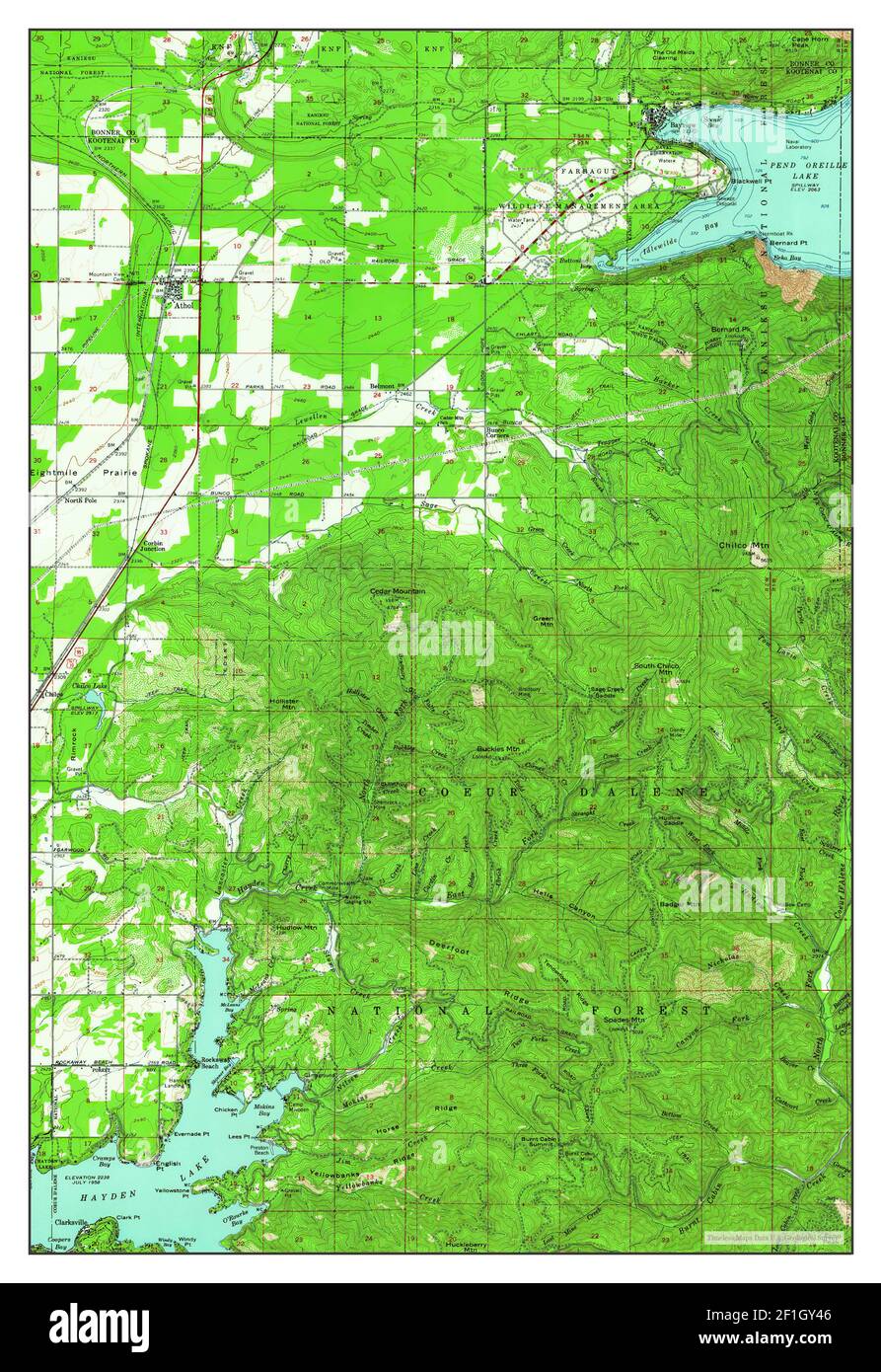 Athol, Idaho, map 1961, 1:62500, United States of America by Timeless Maps, data U.S. Geological Survey Stock Photo