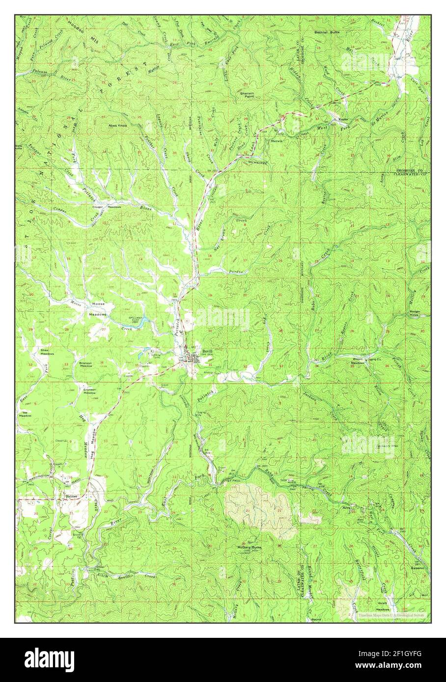 Bovill, Idaho, map 1961, 1:62500, United States of America by Timeless Maps, data U.S. Geological Survey Stock Photo