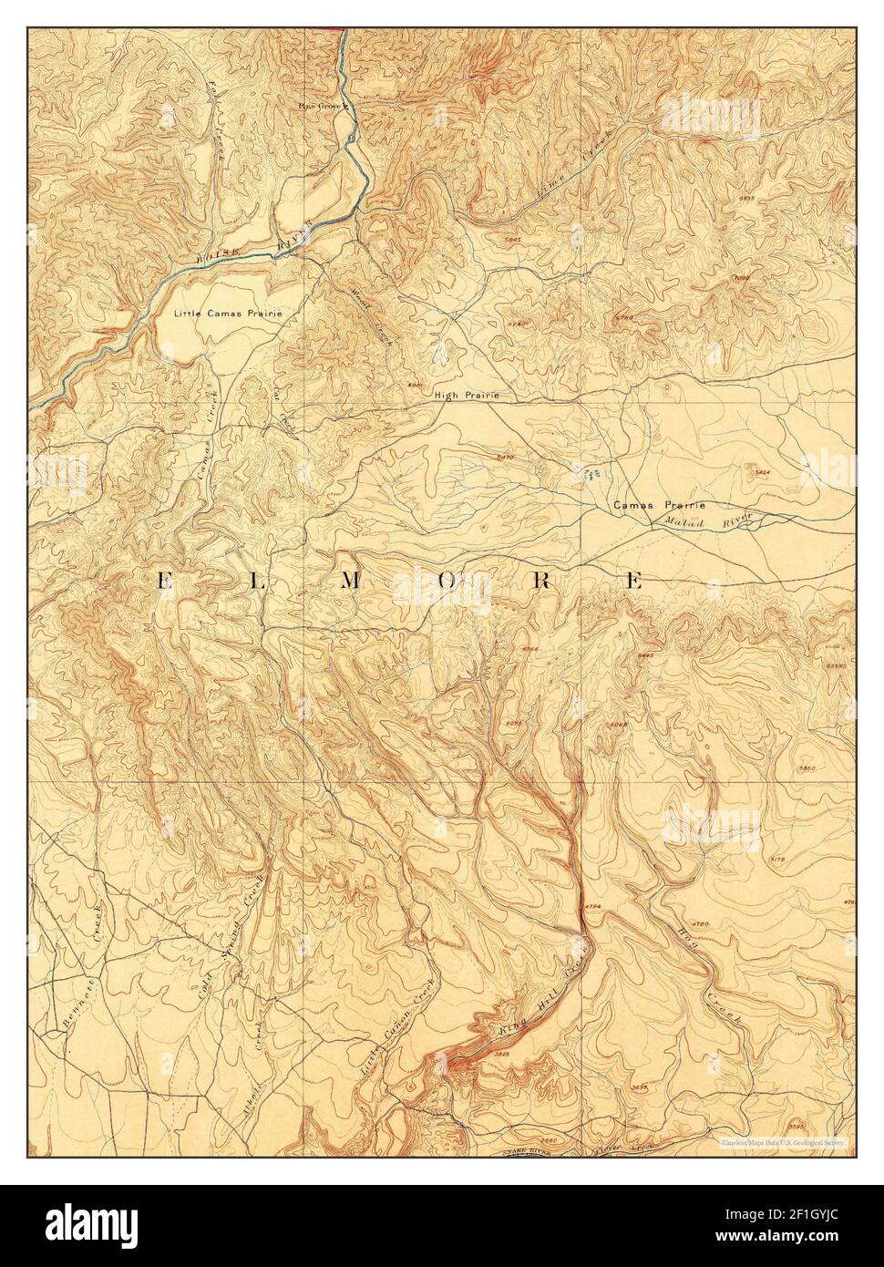 Camas Prairie, Idaho, map 1893, 1125000, United States of America by
