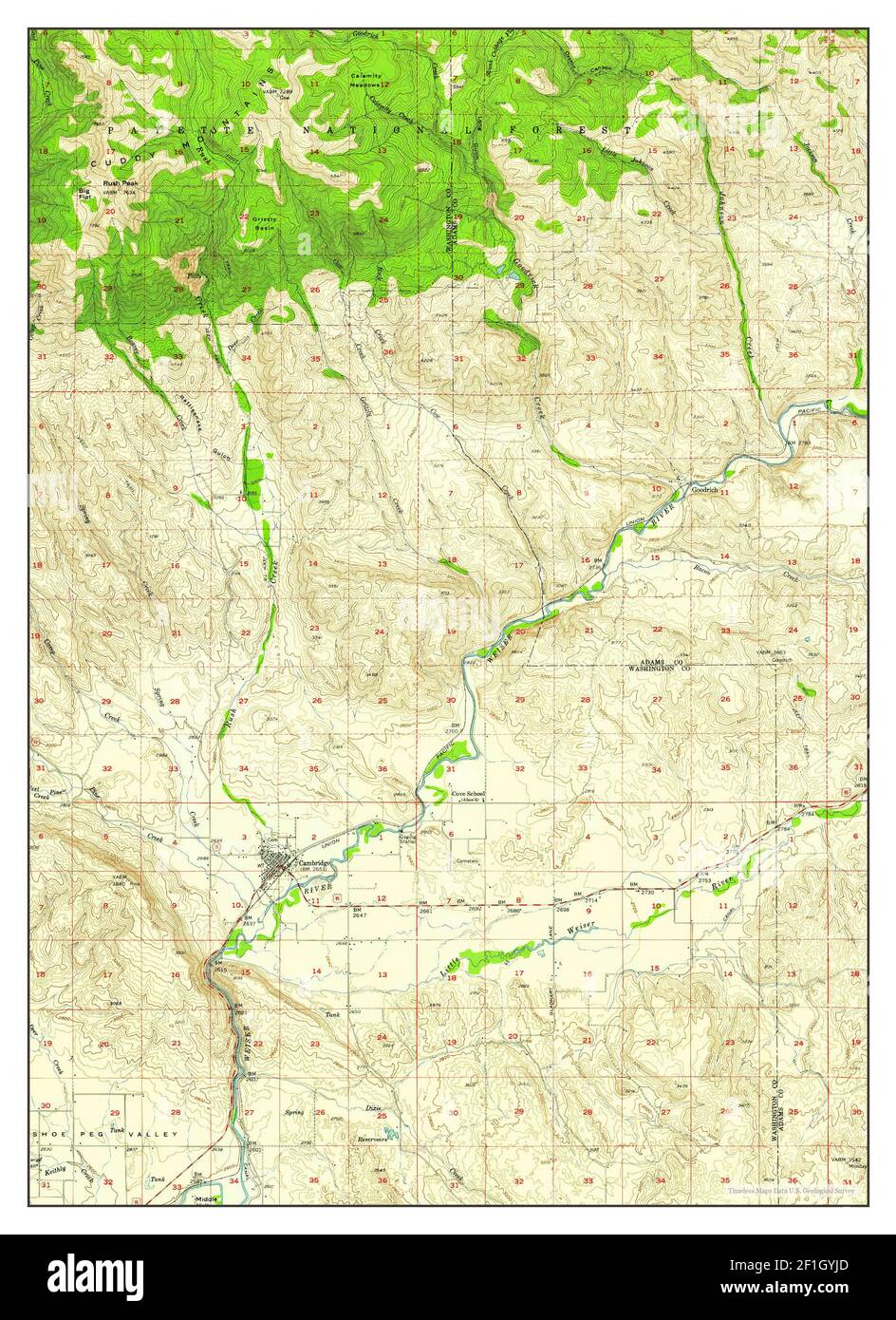Cambridge, Idaho, map 1957, 162500, United States of America by