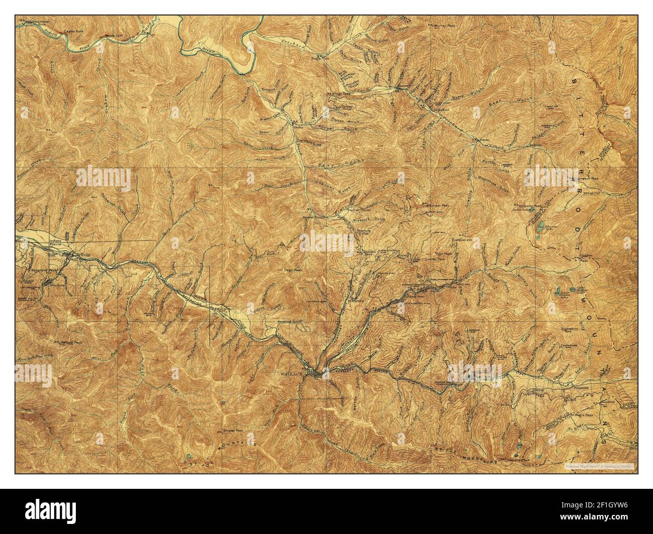 Coeur DAlene District, Idaho, map 1906, 1:62500, United States of America by Timeless Maps, data U.S. Geological Survey Stock Photo