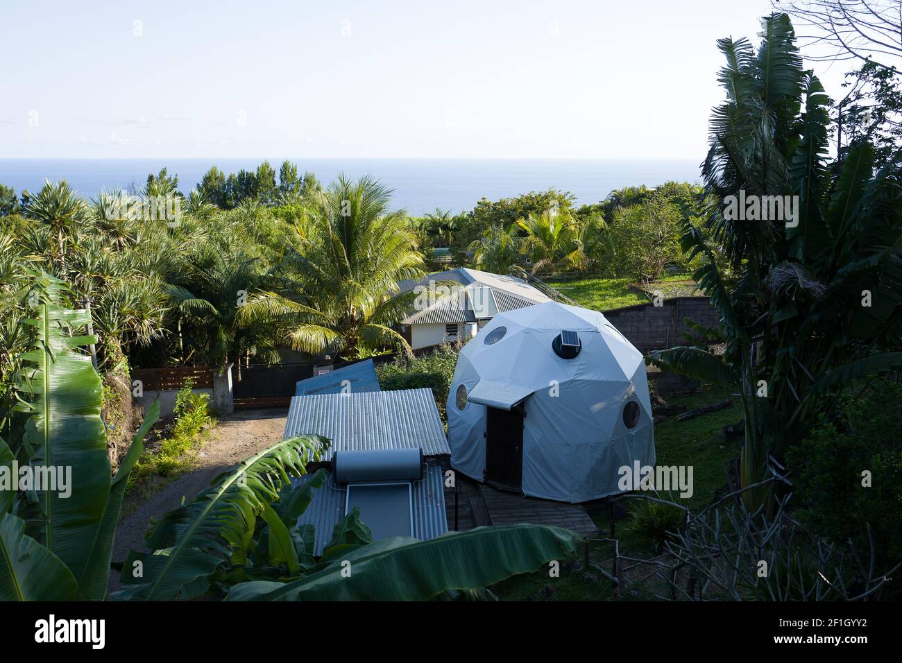 Bubble tent - Travelling on La Réunion Island Stock Photo