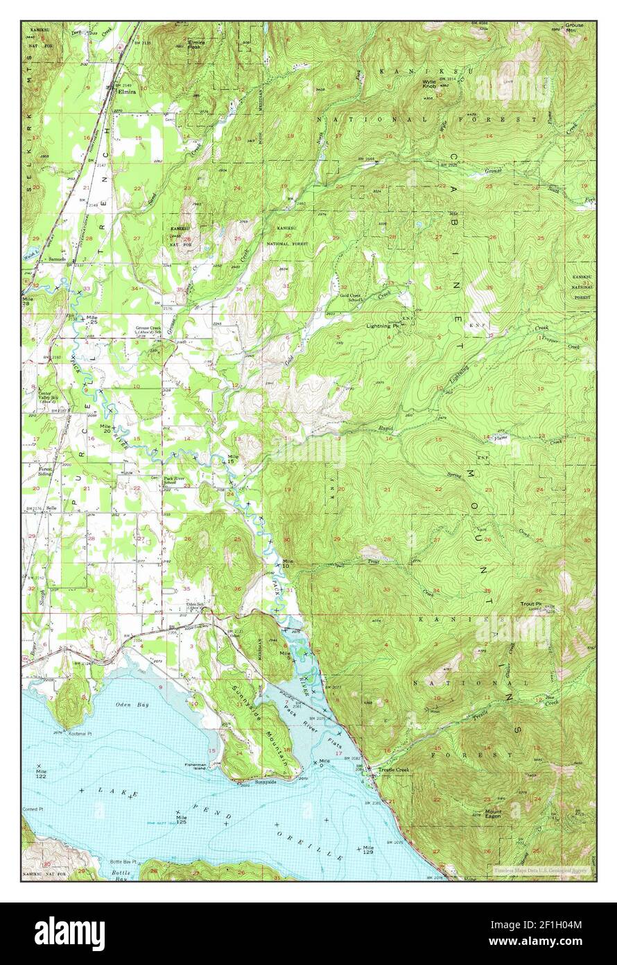 Elmira, Idaho, map 1951, 1:62500, United States of America by Timeless Maps, data U.S. Geological Survey Stock Photo