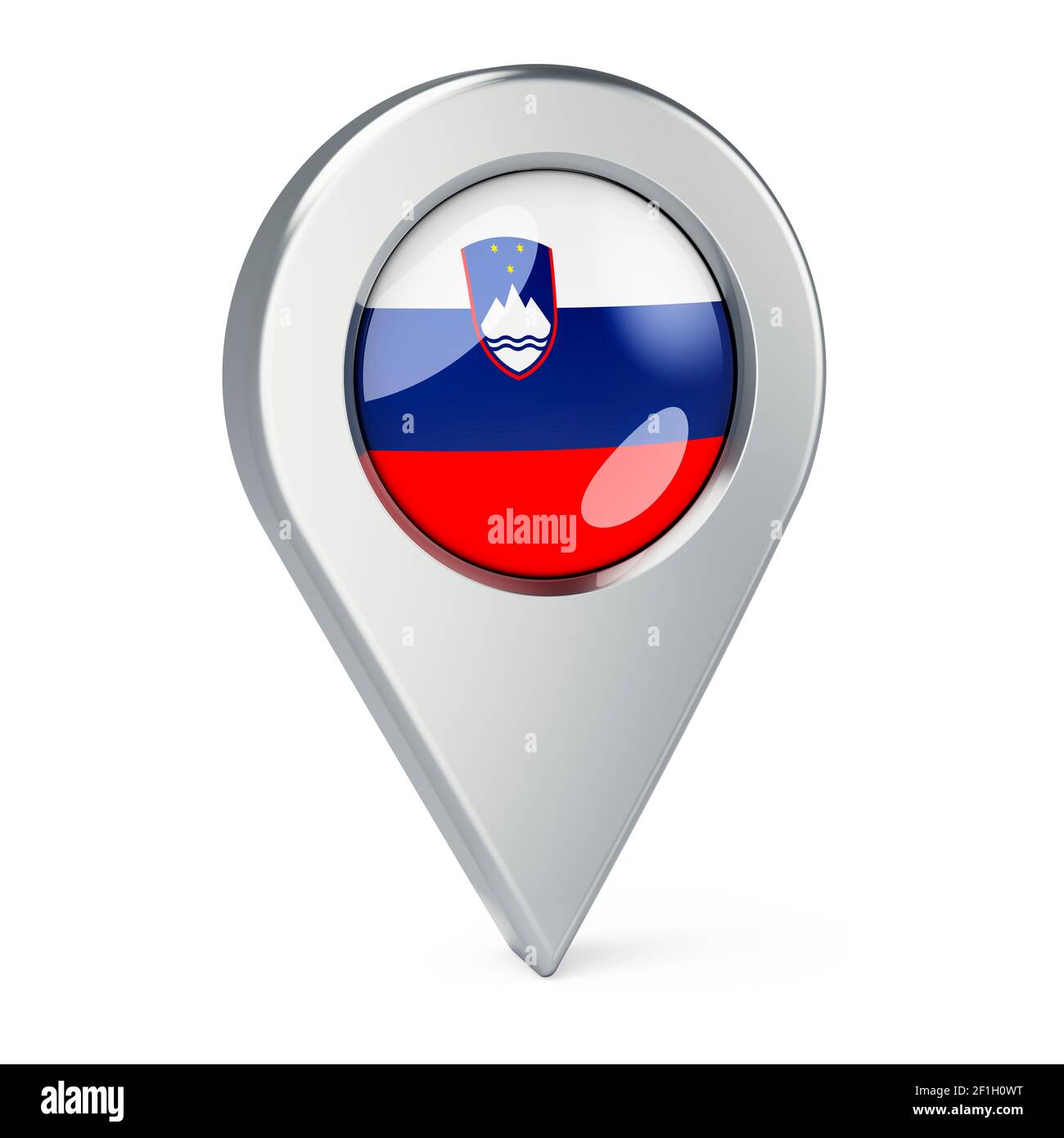 Map pointer with flag of Slovenia, 3D rendering isolated on white ...