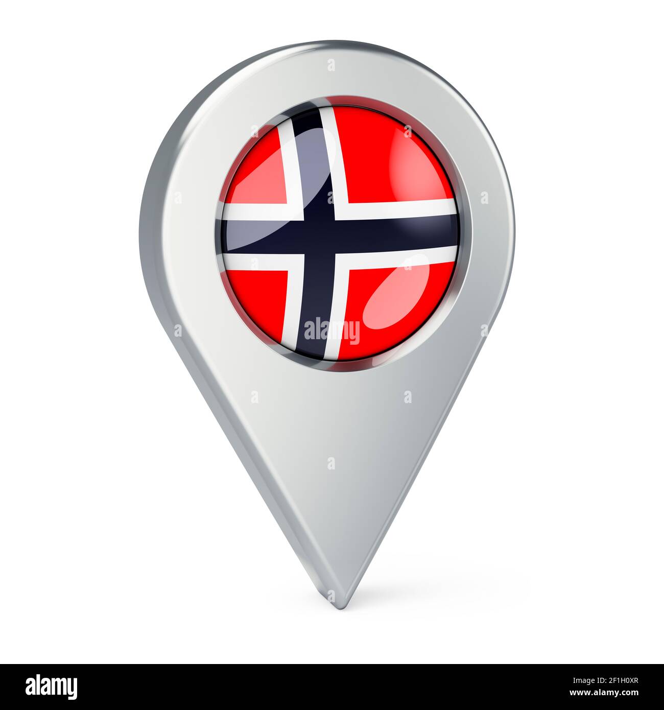 Map pointer with flag of Norway, 3D rendering isolated on white background Stock Photo